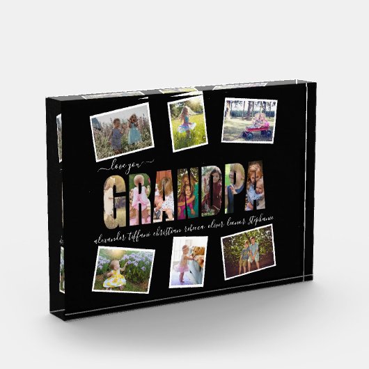 Love You Grandpa Photo Collage Letters Pic Block Fotoblokken (Links)
