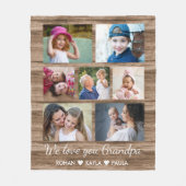 Love You Grandpa Rustic Wood 7 Photo Collage Fleece Deken (Voorkant)
