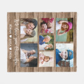 Love You Grandpa Rustic Wood 7 Photo Collage Fleece Deken (Voorkant (Horizontaal))