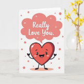 Love You Heart Felt Message Card Kaart (Gele Bloem)