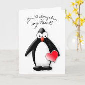 LOVE YOU - HEART - PENGUIN COLLECTIE KAART (Gele Bloem)