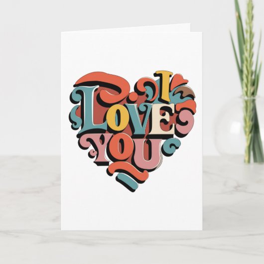 Love You Heart Retro Psychedelia Kaart (Voorkant)