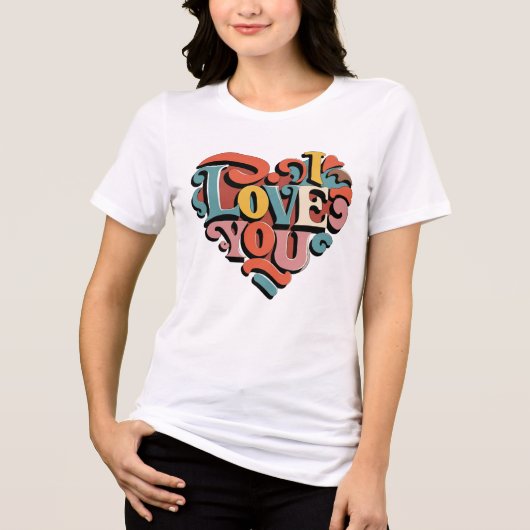 Love You Heart Retro Psychedelia Tri-Blend Shirt (Voorkant)