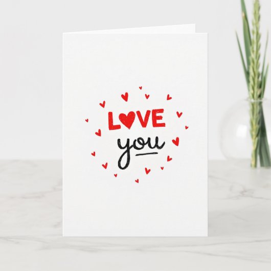 Love You Heart Simple Card Kaart (Voorkant)