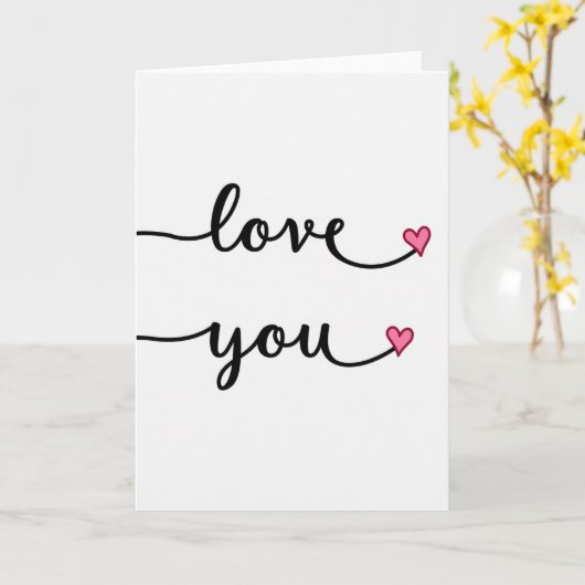 Love You Hearts Script Kaart (Gele Bloem)