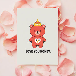 Love You Honey Cute Romantic Valentine Card Feestdagenkaart