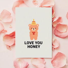 Love You Honey Minimalist Valentine Love Card Feestdagenkaart