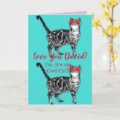 Love You Husband's Name Cool Tabby Cat Funny Card Kaart (Gele Bloem)