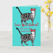 Love You Husband's Name Cool Tabby Cat Funny Card Kaart (Gele Bloem)