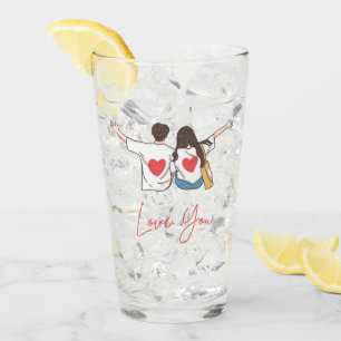 Love You Illustrated Romantische glazen beker