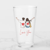 Love You Illustrated Romantische glazen beker (Voorkant)