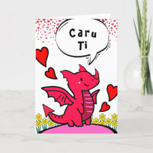 Love You in het Welsh Schattige Red Dragon Hearts Kaart