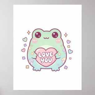 Love You Kikker Poster Schattige Romantische Kikke