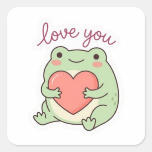 Love You Kikker Sticker Schattige Kikker Hart Zach