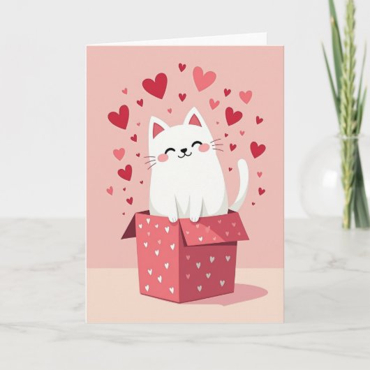 Love You Kitty Hearts Kaart (Voorkant)