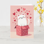 Love You Kitty Hearts Kaart (Gele Bloem)