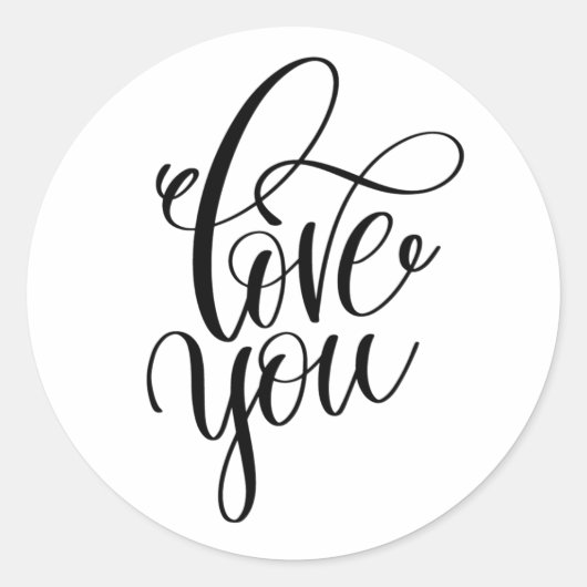 Love You Klassieke Ronde Sticker (Voorkant)