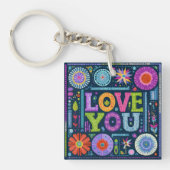 Love You, kleurrijk  ontwerp, Sleutelhanger (Voorkant)