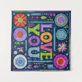 Love You, kleurrijk ontwerp, Wandkleed (Voorkant (horizontaal))