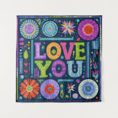 Love You, kleurrijk ontwerp, Wandkleed (Voorkant)