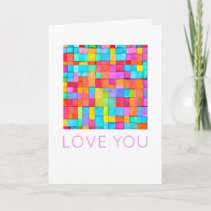 LOVE YOU Kleurrijke Abstracte Kunst Modern Tijdloo Kaart