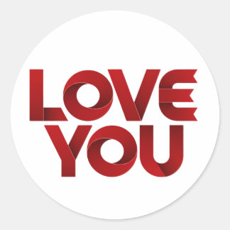 Love You – Krachtige Romantische Typografie Ronde Sticker