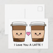 Love You Latte Koffie Briefkaart (Voorkant / Achterkant)