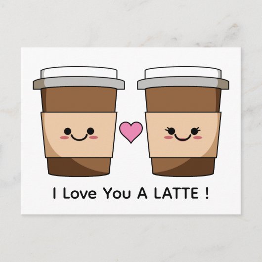 Love You Latte Koffie Briefkaart (Voorkant)