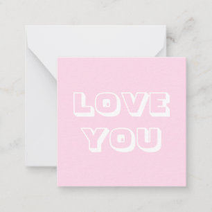 Love You, lichtroze wit modern vet Notitiekaartje