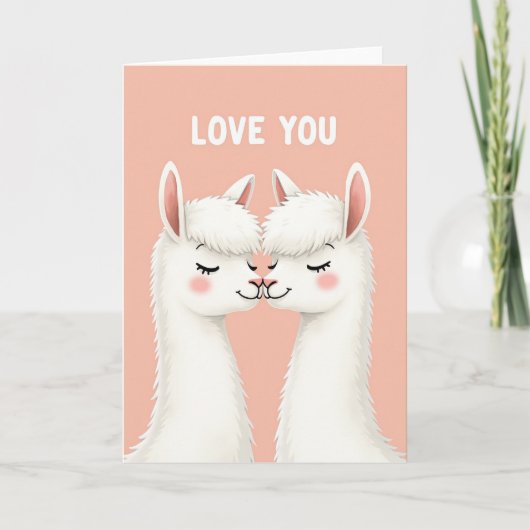 Love You Llama Kiss Card Kaart (Voorkant)