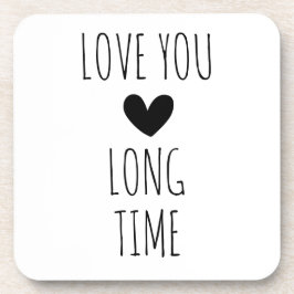 Love You Long Time Typografie Hart Bier Onderzetter