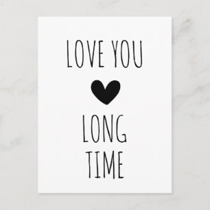 Love You Long Time Typografie Hart Briefkaart