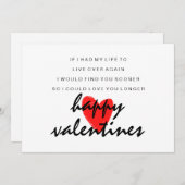 Love You Longer Poem Valentines Day Card (Voorkant / Achterkant)