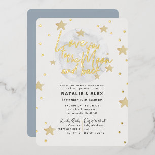 Love You Maan & Terug Jongen Baby Shower Folie Uitnodiging