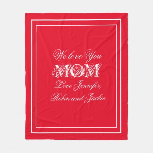 Love You Mam Chique Script Kinder Namen Eenvoudig  Fleece Deken (Voorkant)