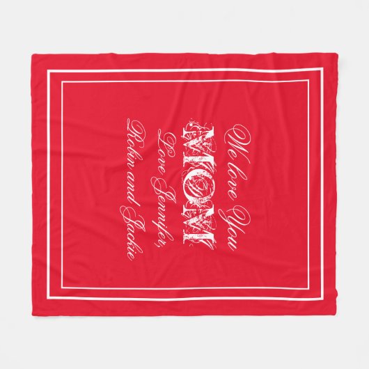 Love You Mam Chique Script Kinder Namen Eenvoudig  Fleece Deken (Voorkant (Horizontaal))