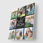 Love You Mam Familie Foto Collage Hart Square Wal Vierkante Klok (Hoek)