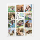 Love You Mam Familie Fotocollage Hydrangea Floral Fleece Deken (Voorkant)