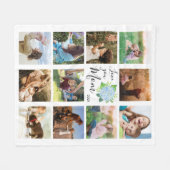 Love You Mam Familie Fotocollage Hydrangea Floral Fleece Deken (Voorkant (Horizontaal))