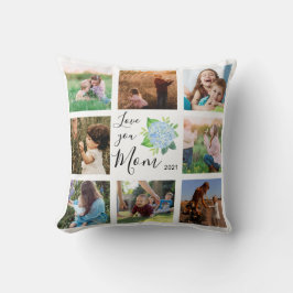 Love You Mam Familie Fotocollage Hydrangea Floral Kussen