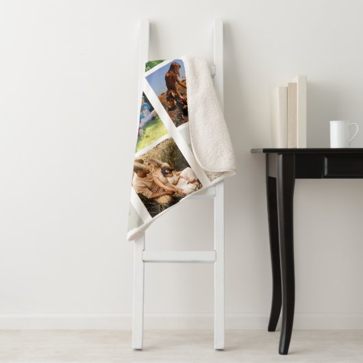 Love You Mam Familie Fotocollage Hydrangea Floral Sherpa Deken (In situ)