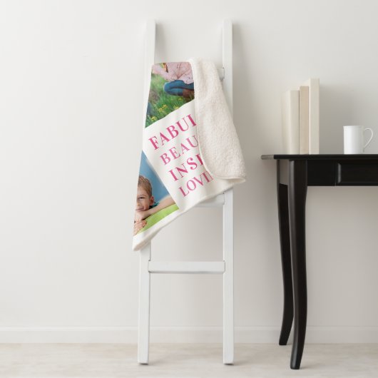 Love You Mam Familie Fotocollage Typografie Sherpa Deken (In situ)