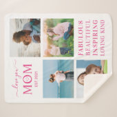 Love You Mam Familie Fotocollage Typografie Sherpa Deken (Voorkant (horizontaal))