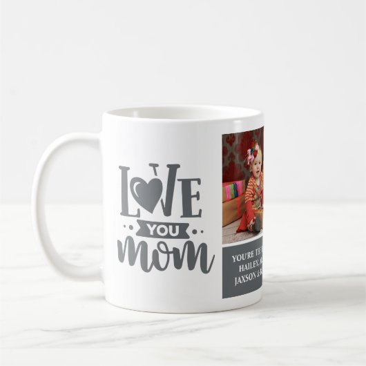 Love You Mam Grijs Moederdag Gift Koffiemok (Links)