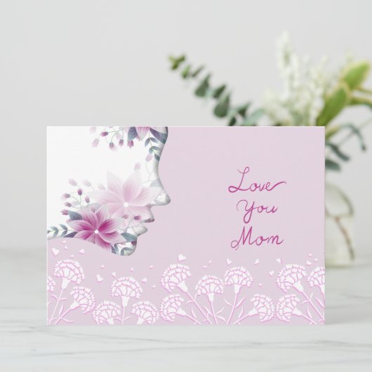 Love You mam Invitation Kaart (Staand voorkant)