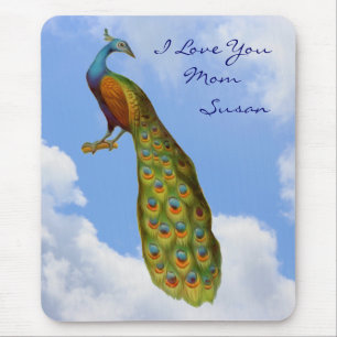 Love You Mam Peacock Gepersonaliseerde Mousepad Muismat