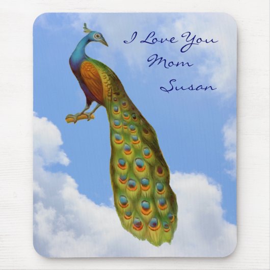 Love You Mam Peacock Gepersonaliseerde Mousepad Muismat (Voorkant)