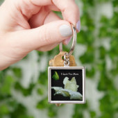 Love You Mam Witte Rosebud Bloem Sleutelhanger (Hand)