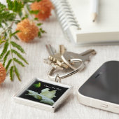 Love You Mam Witte Rosebud Bloem Sleutelhanger (Zijkant)