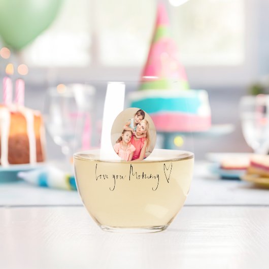 Love You Mama Hart Aangepaste Fotoscript Namen Wijnglas Zonder Voet (Insitu (Verjaardag))